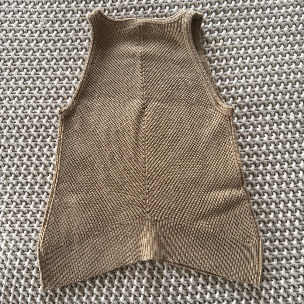 Tan Sleeveless Knit Top